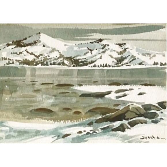 Endre Peter Darvas 10x11 Original Signed Watercolor Art Framed Matted Landscape - Picture 1 of 11